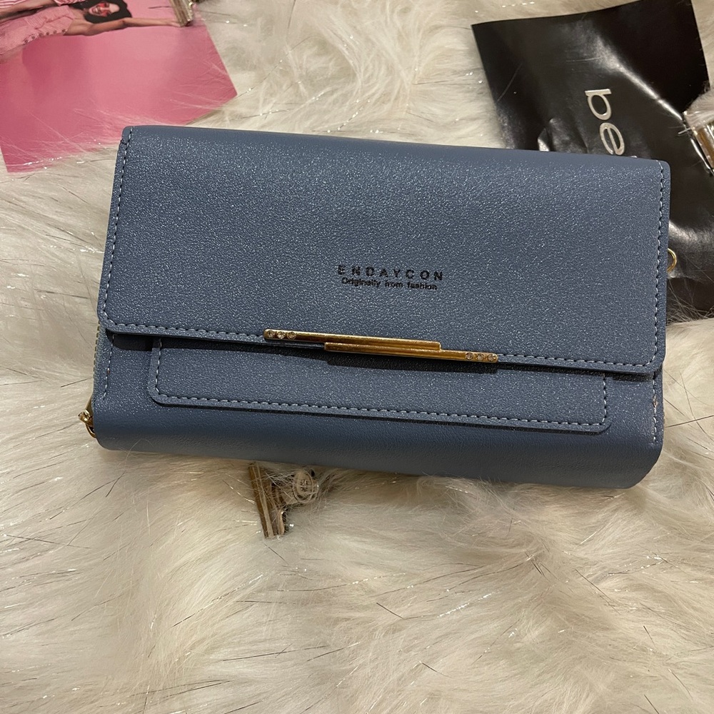 Blue Wallet with Metallic Detail
